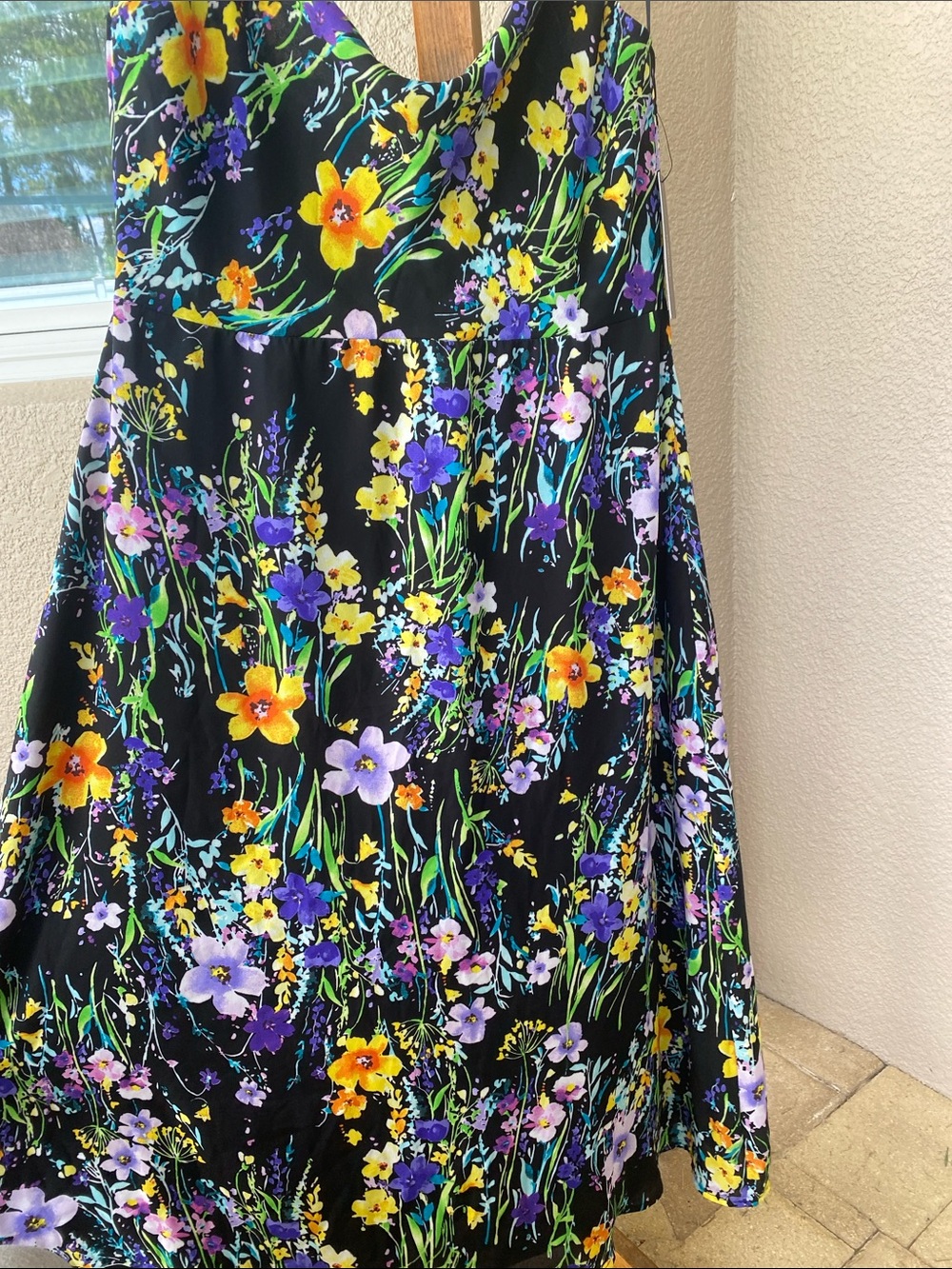 Lulu's Black Floral Midi Dress with Yellow & Purple Blooms - Picture 8 of 8